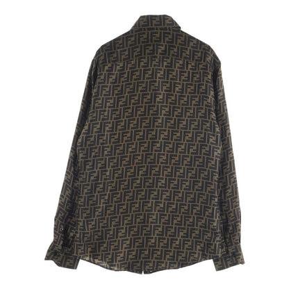 Fendi Zucca Pattern Silk Long Sleeve Shirt All Over Regular Color Logo Brown — view 2