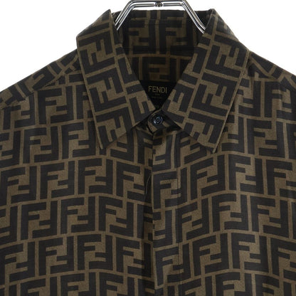 Fendi Zucca Pattern Silk Long Sleeve Shirt All Over Regular Color Logo Brown — view 3