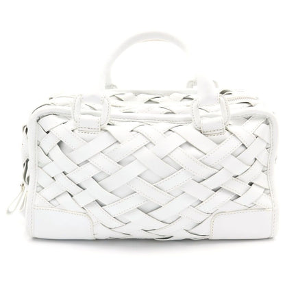 Loewe Amazona 28 Boston Bag White Leather Silver — view 2
