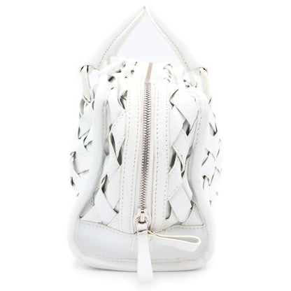 Loewe Amazona 28 Boston Bag White Leather Silver — view 3