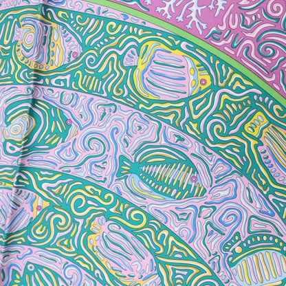 Hermes Carre 90 All Over Patternprint Silk Scarf Lightblue Lightgreen — view 3