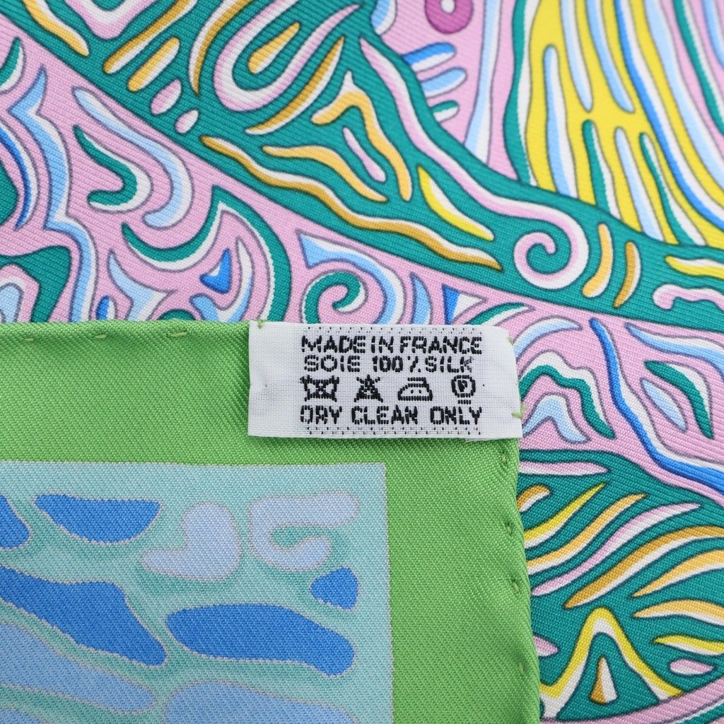 Hermes Carre 90 All Over Patternprint Silk Scarf Lightblue Lightgreen — view 5