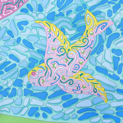 Hermes Carre 90 All Over Patternprint Silk Scarf Lightblue Lightgreen — view 2