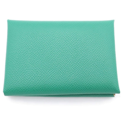 Hermes Calvi Duo Epsom Leather Mint Card Case Green Silver — view 2