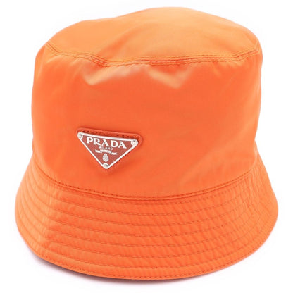 Prada Logo Triangleplate Bucket Hat Orange Nylon