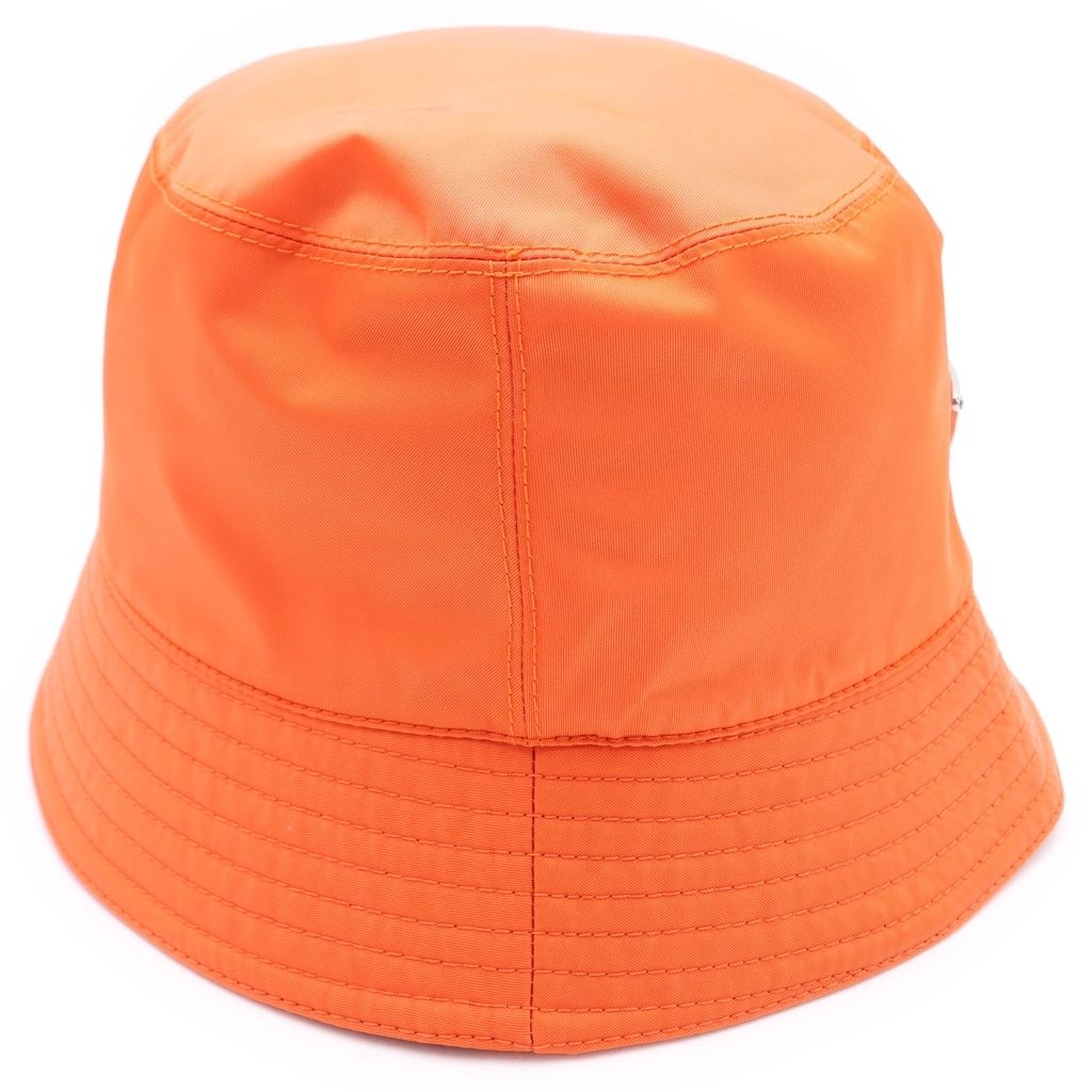 Prada Logo Triangleplate Bucket Hat Orange Nylon — view 3