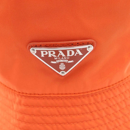 Prada Logo Triangleplate Bucket Hat Orange Nylon — view 5