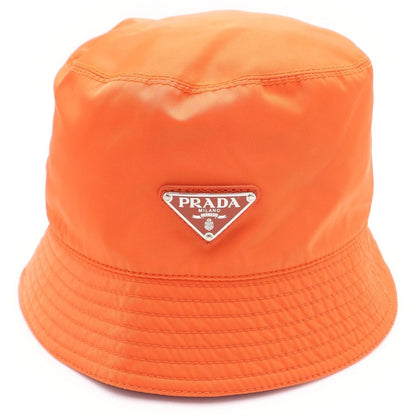 Prada Logo Triangleplate Bucket Hat Orange Nylon — view 4