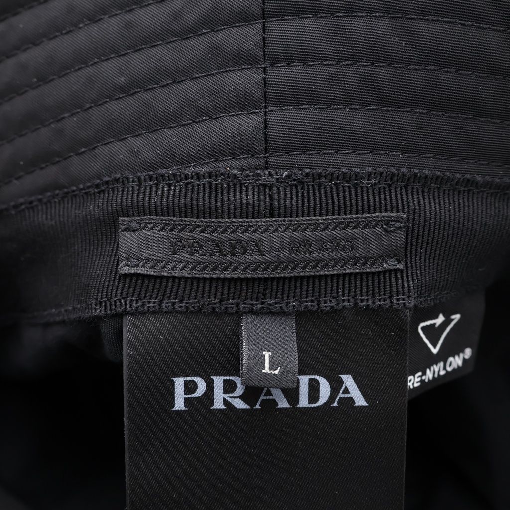Prada Triangle Logo Bucket Hat Black — view 7