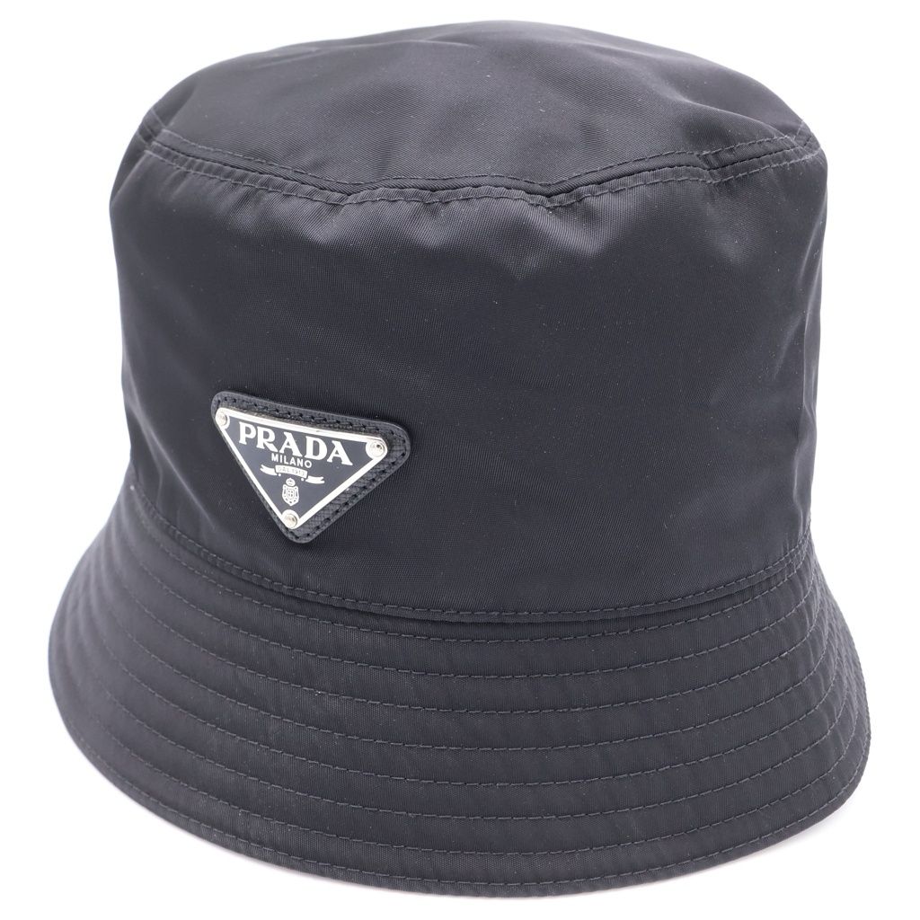 Prada Triangle Logo Bucket Hat Black