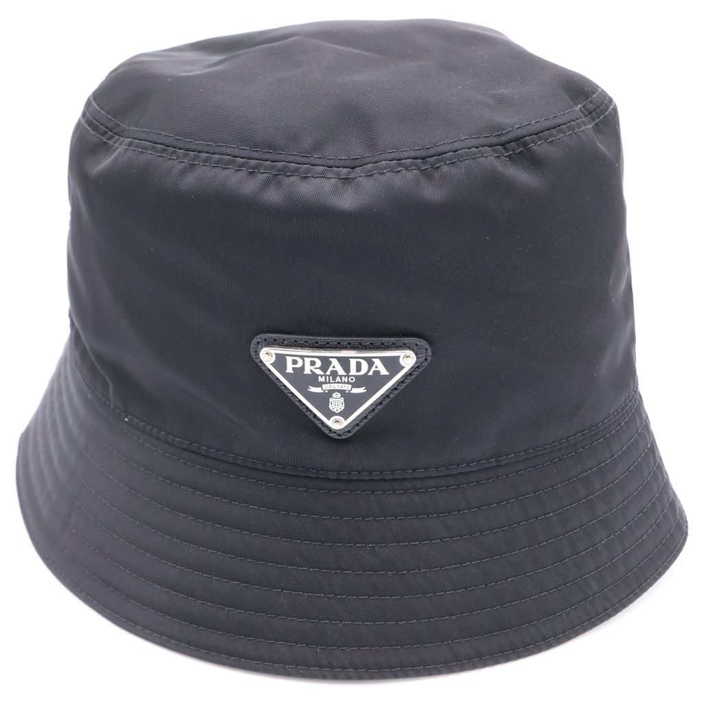 Prada Triangle Logo Bucket Hat Black — view 4