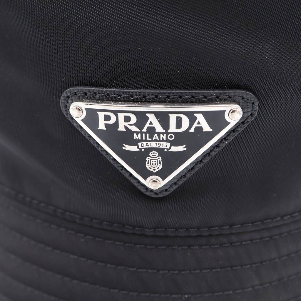 Prada Triangle Logo Bucket Hat Black — view 5