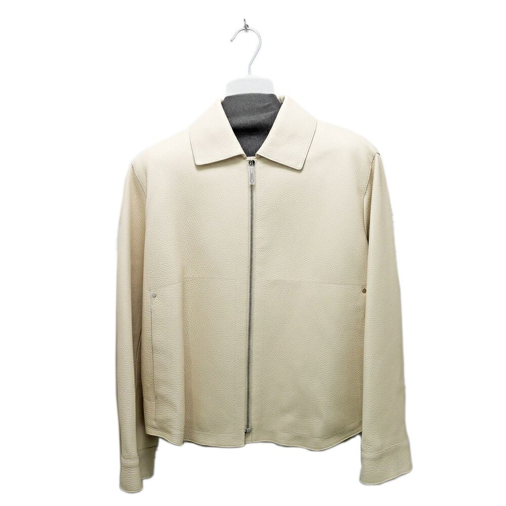 Hermes Short Jacket Washed Deerskin 38 Beige Sable Leather