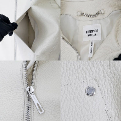 Hermes Short Jacket Washed Deerskin 38 Beige Sable Leather — view 7