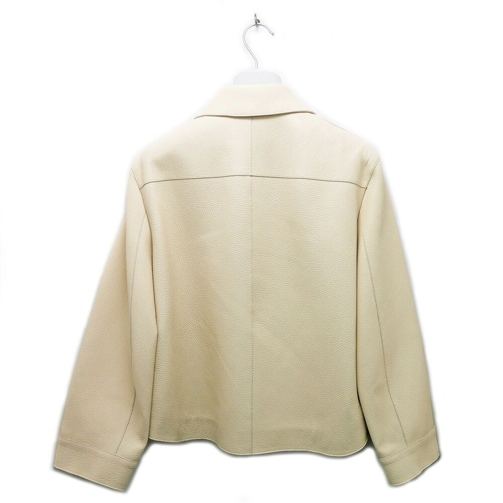 Hermes Short Jacket Washed Deerskin 38 Beige Sable Leather — view 2