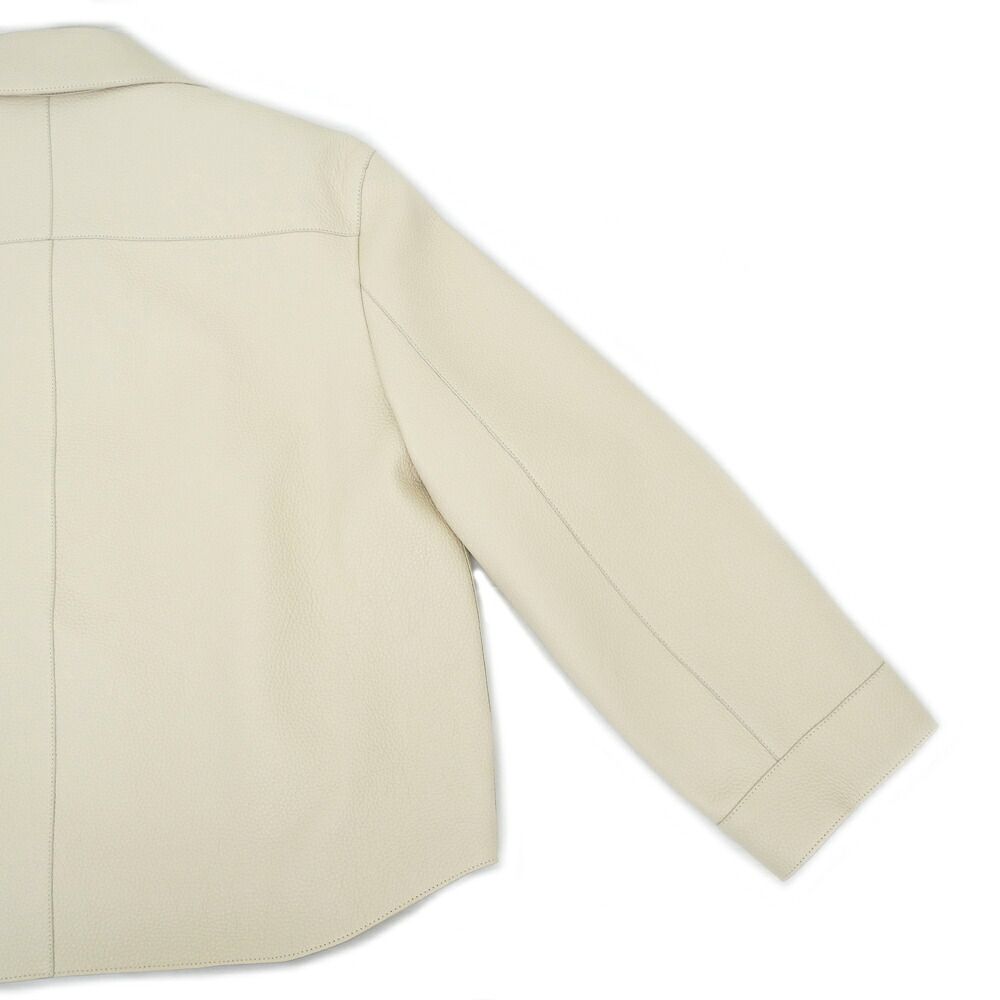 Hermes Short Jacket Washed Deerskin 38 Beige Sable Leather — view 8