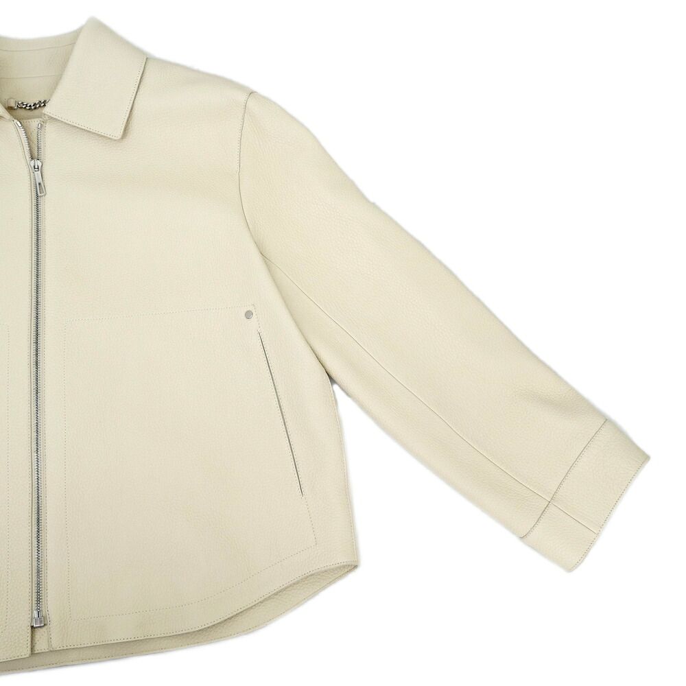 Hermes Short Jacket Washed Deerskin 38 Beige Sable Leather — view 4