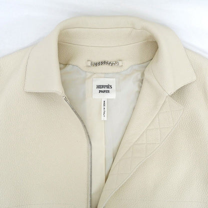 Hermes Short Jacket Washed Deerskin 38 Beige Sable Leather — view 3