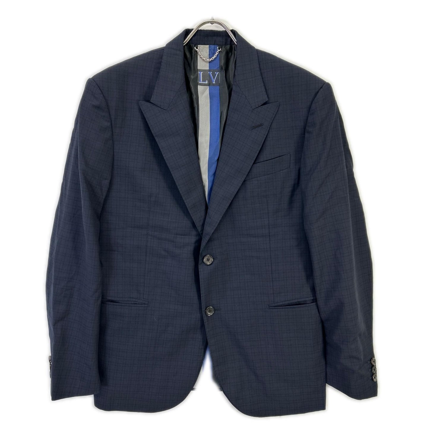 Louis Vuitton Iqe Vintage Navy Check Tailored Jacket 52