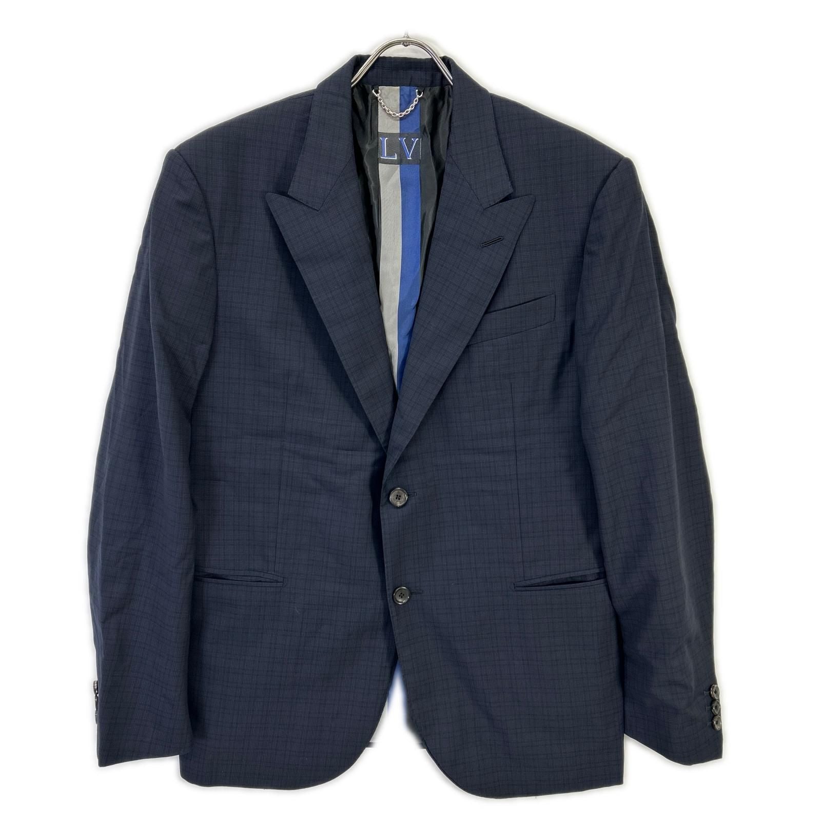 Louis Vuitton Iqe Vintage Navy Check Tailored Jacket 52