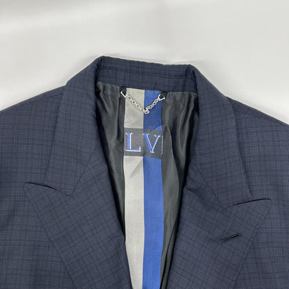 Louis Vuitton Iqe Vintage Navy Check Tailored Jacket 52 — view 8