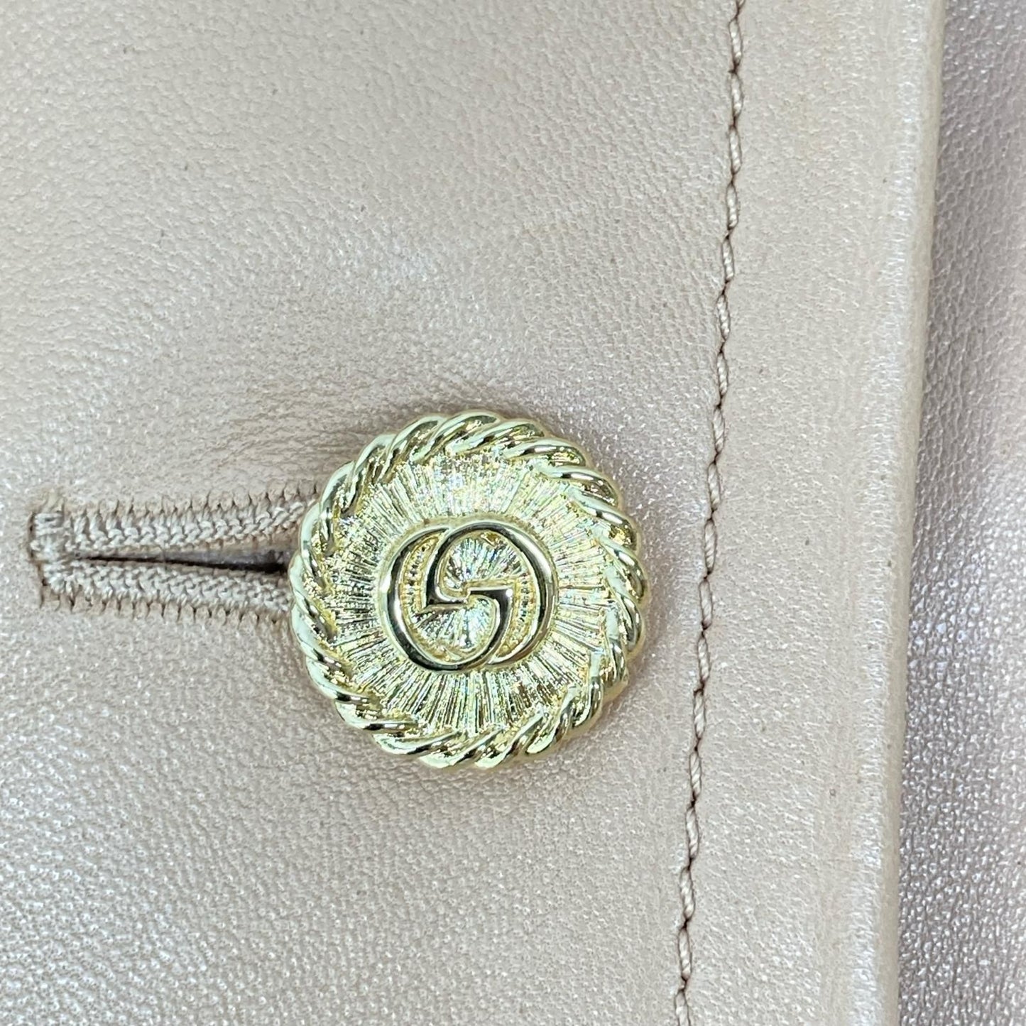 Gucci Beige Logo Button Lambskin Jacket 36 — view 8