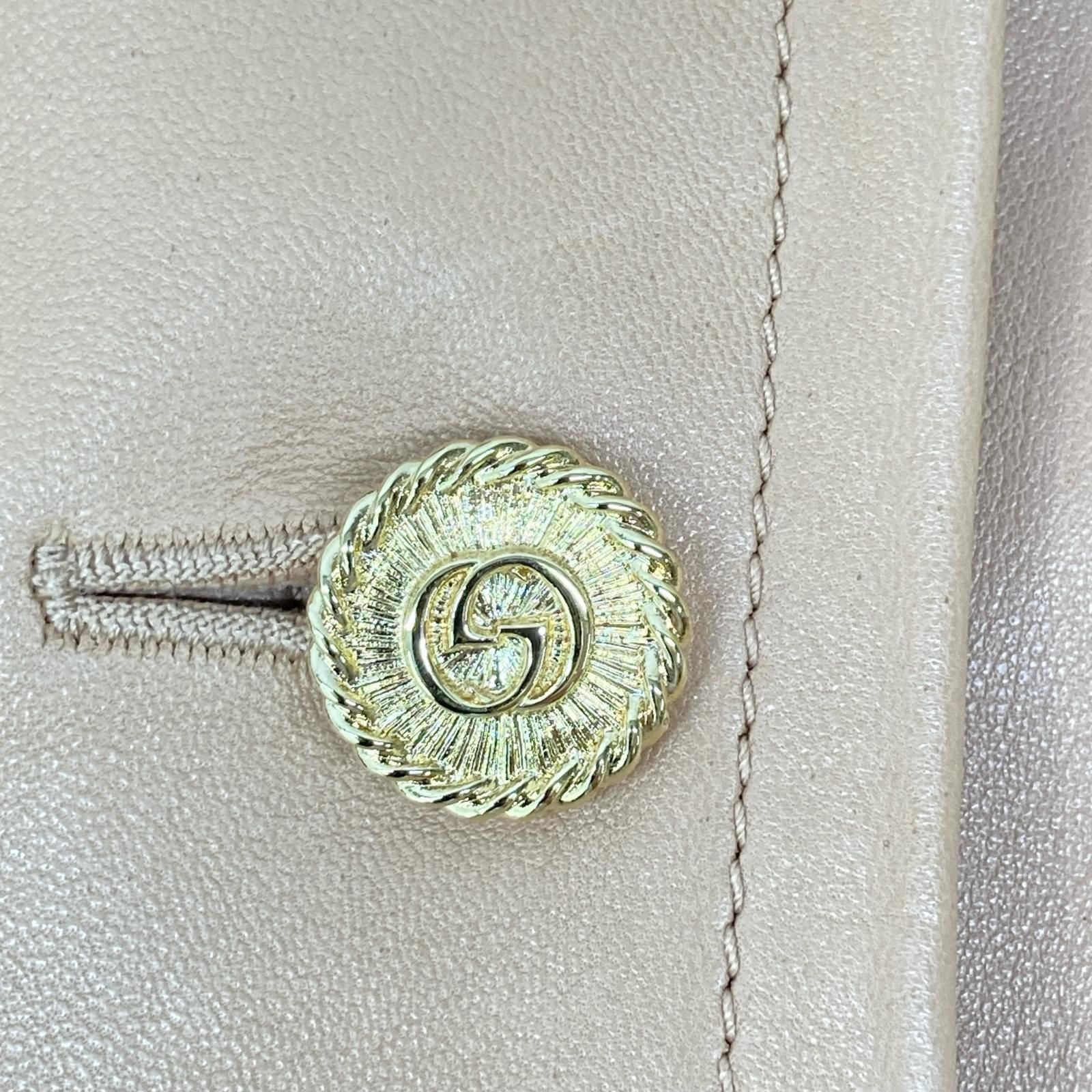 Gucci Beige Logo Button Lambskin Jacket 36 — view 8