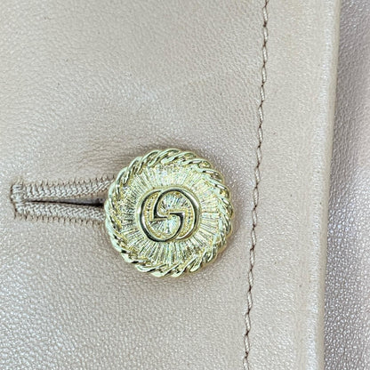 Gucci Beige Logo Button Lambskin Jacket 36 — view 8
