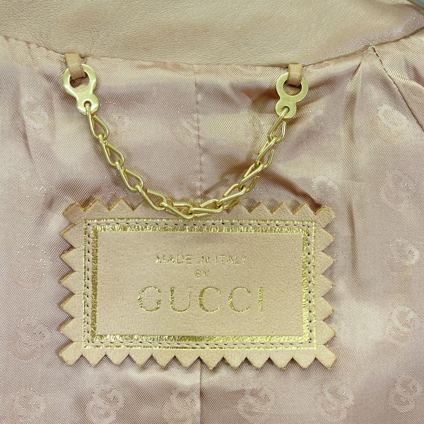 Gucci Beige Logo Button Lambskin Jacket 36 — view 4