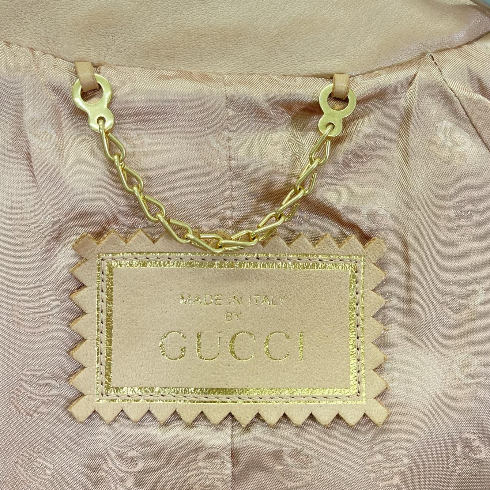 Gucci Beige Logo Button Lambskin Jacket 36 — view 4
