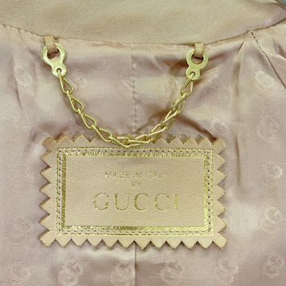 Gucci Beige Logo Button Lambskin Jacket 36 — view 4