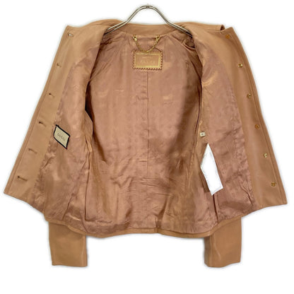 Gucci Beige Logo Button Lambskin Jacket 36 — view 3