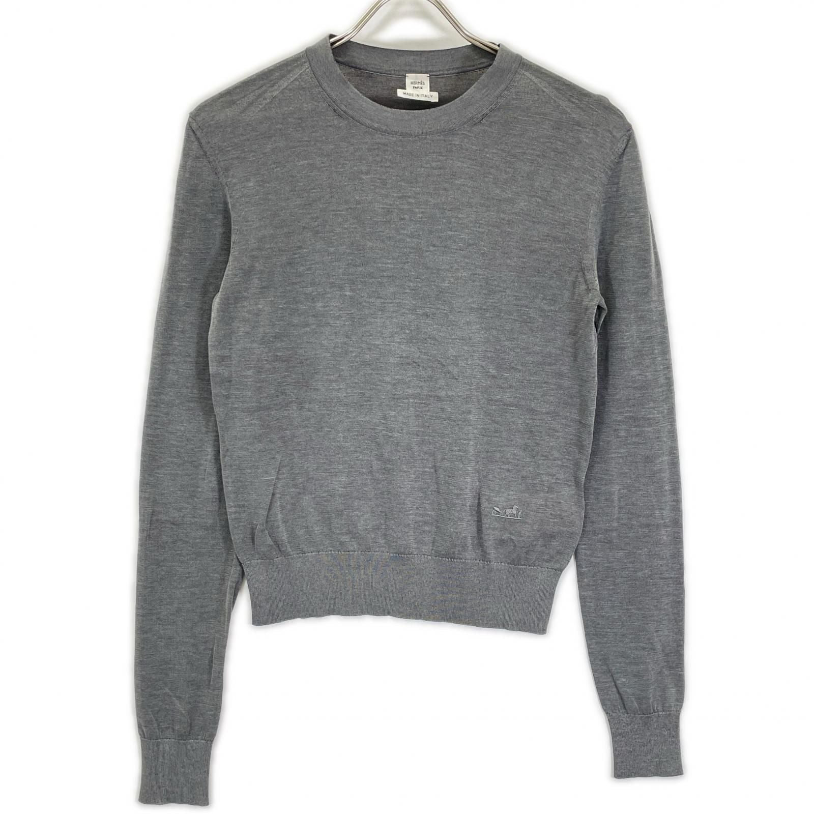 Hermes 5 DJ Carre Shu Cotton Silk Heige Dilib Knit 34 Sweater