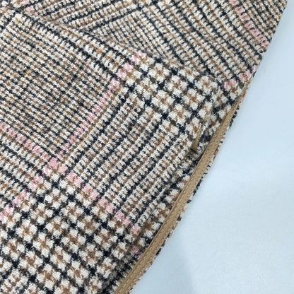 Brunello Cucinelli Vintage Brown Check-Wool Alpaca A-Line Flare Skirt — view 8