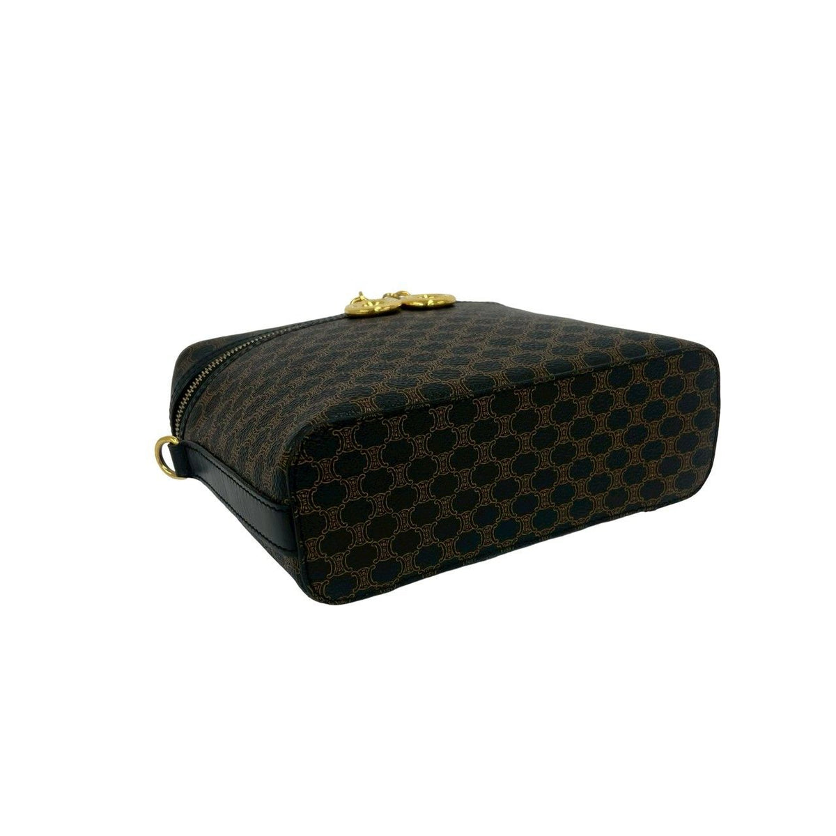 Celine Vintage Macadam Blason Triomphe Pattern Leather 2-Way Shoulder Bag Black — view 7
