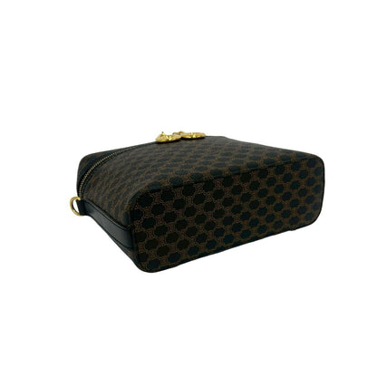 Celine Vintage Macadam Blason Triomphe Pattern Leather 2-Way Shoulder Bag Black — view 7