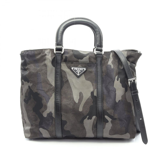 Prada Handbag Camouflage 2-Way Khaki Navy Nylon Leather