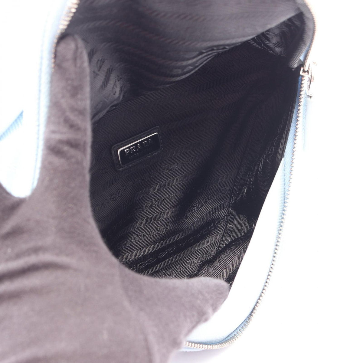 Prada Shoulder Bag Saffiano Cuir Light Blue Saffiano Leather Triangle — view 3