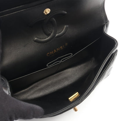 Chanel Shoulder Bag Quilted Double Flap Black Lambskin Chain — view 3