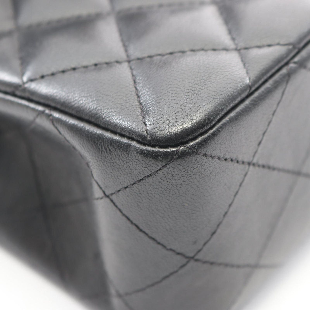 Chanel Shoulder Bag Quilted Double Flap Black Lambskin Chain — view 8