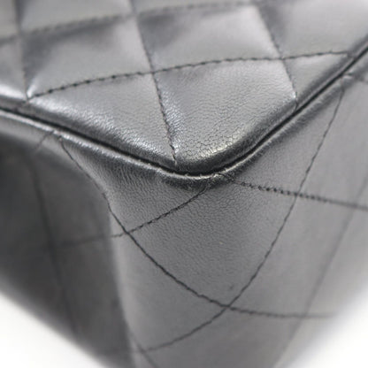 Chanel Shoulder Bag Quilted Double Flap Black Lambskin Chain — view 8