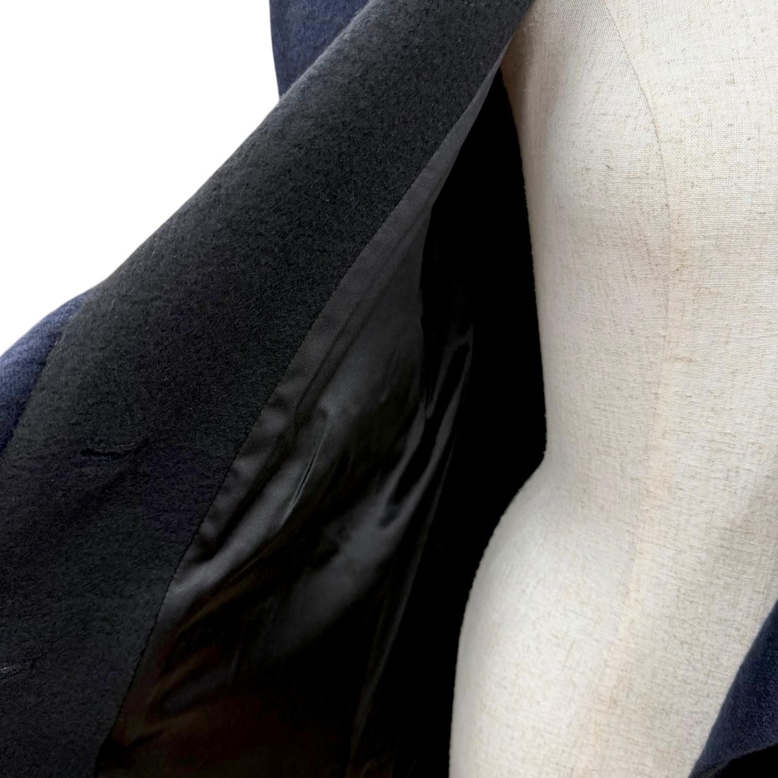 Chanel Cashmere Silk Blend CC Logo Button Chesterfield Black Navy 34 Jacket — view 5