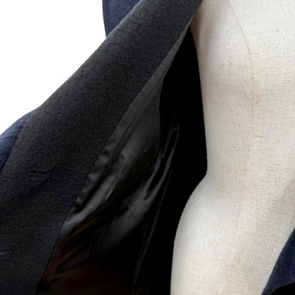 Chanel Cashmere Silk Blend CC Logo Button Chesterfield Black Navy 34 Jacket — view 5