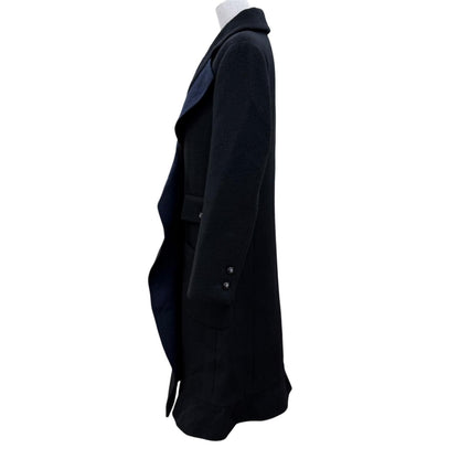 Chanel Cashmere Silk Blend CC Logo Button Chesterfield Black Navy 34 Jacket — view 3