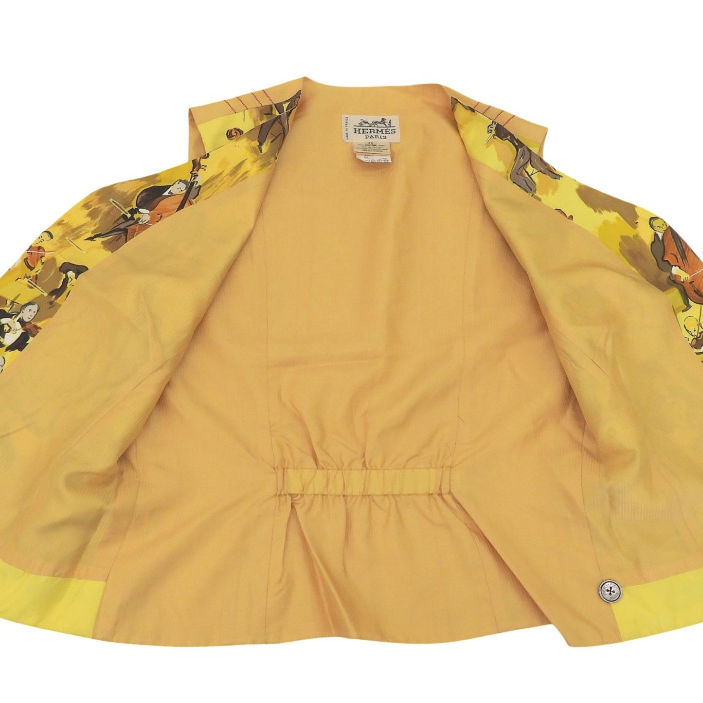 Hermes Vintage Concerto Silk 100% Vest Gilet Yellow Brown 40 — view 4