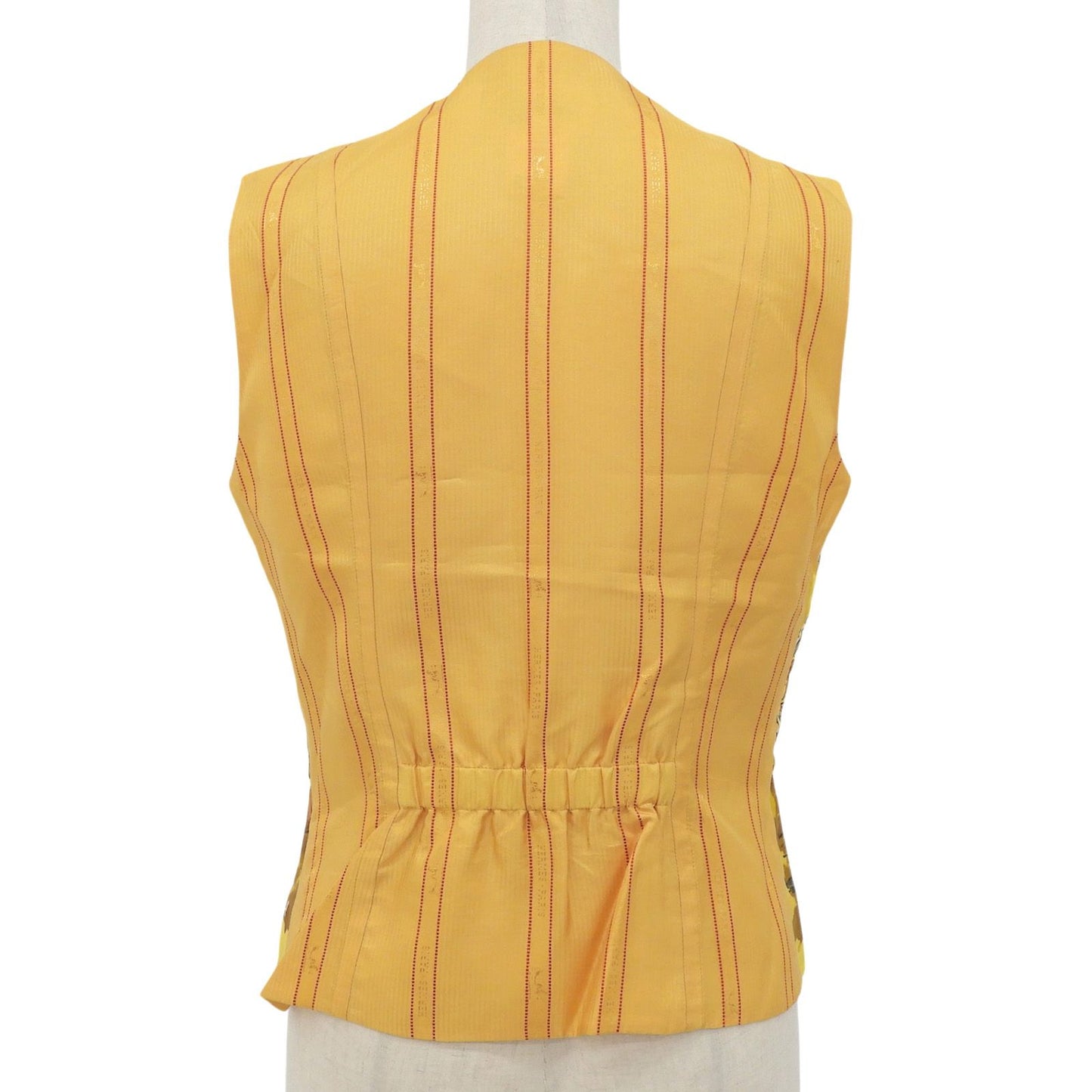 Hermes Vintage Concerto Silk 100% Vest Gilet Yellow Brown 40 — view 3