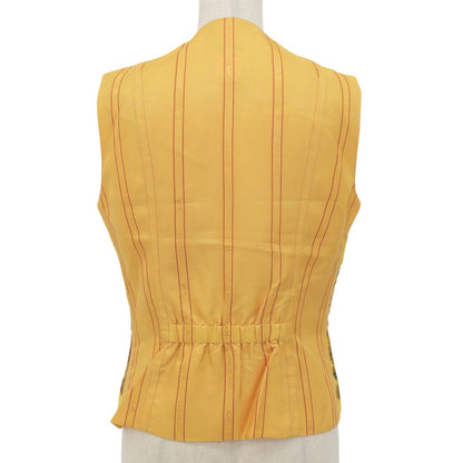 Hermes Vintage Concerto Silk 100% Vest Gilet Yellow Brown 40 — view 3