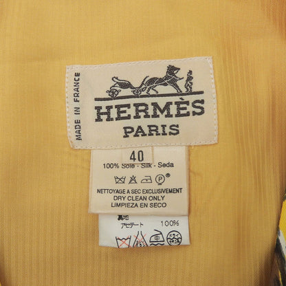 Hermes Vintage Concerto Silk 100% Vest Gilet Yellow Brown 40 — view 8