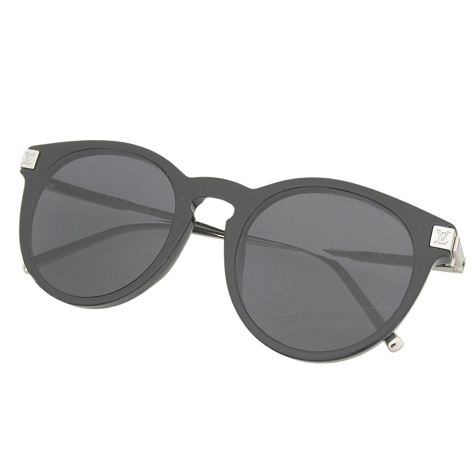 Louis Vuitton LV Rise Round Monogram Sunglasses Black Silver Eyewear
