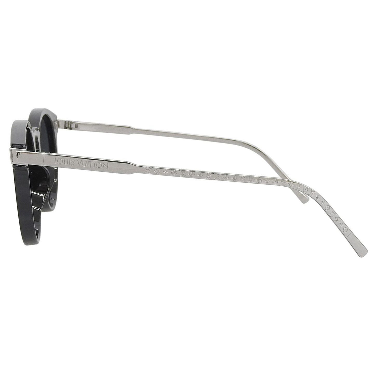 Louis Vuitton LV Rise Round Monogram Sunglasses Black Silver Eyewear — view 4